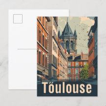 Toulouse Frankreich Vintag Retro Travel Illustrati