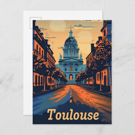 Toulouse Frankreich Vintag Retro Travel Illustrati Postkarte (Vorne/Hinten)