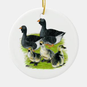 Toulouse-Gans-Familie Keramikornament