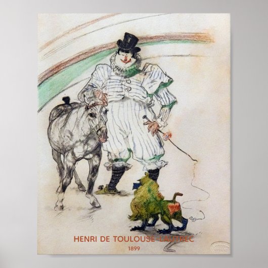 Toulouse-Lautrec, Circus Clown, Pferd und Affe Poster (Vorne)