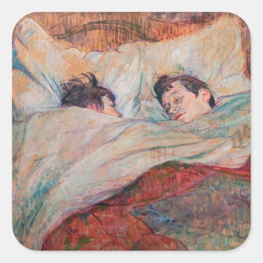 Toulouse-Lautrec - Das Bett Quadratischer Aufkleber (Vorderseite)