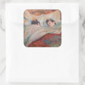 Toulouse-Lautrec - Das Bett Quadratischer Aufkleber (Tasche)