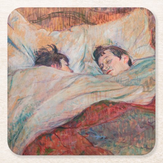 Toulouse-Lautrec - Das Bett Rechteckiger Pappuntersetzer (Vorderseite)