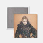 Toulouse-Lautrec - Frau mit schwarzem Boa Magnet (Vorderseite/Rückseite)