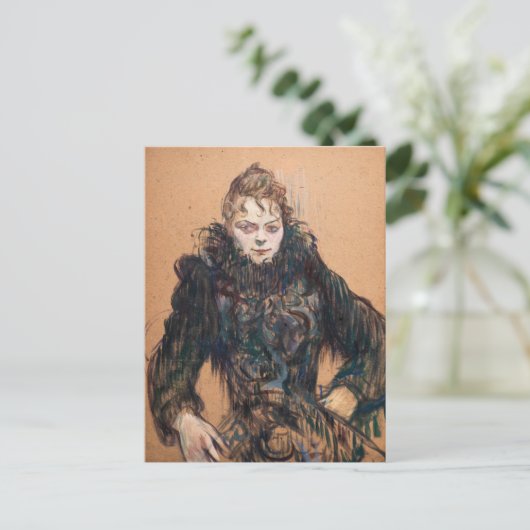 Toulouse-Lautrec - Frau mit schwarzem Boa Postkarte (Stehend Vorderseite)