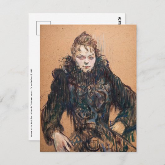 Toulouse-Lautrec - Frau mit schwarzem Boa Postkarte (Vorne/Hinten)