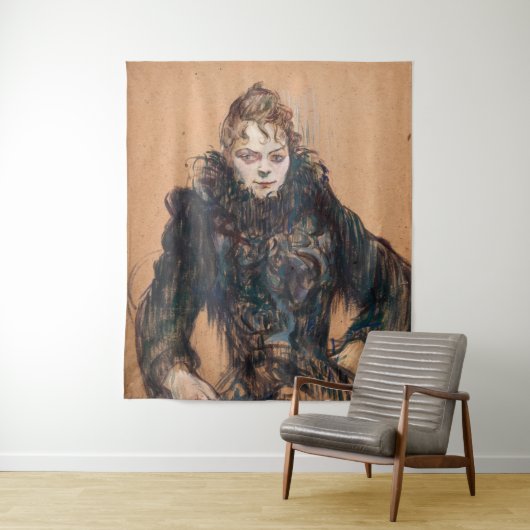 Toulouse-Lautrec - Frau mit schwarzem Boa Wandteppich (Beispiel)