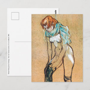 Toulouse-Lautrec - Frau zieht ihre Strümpfe hoch Postkarte