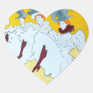 Toulouse Lautrec Gelbes Tanzmädchen Plakat Herz-Aufkleber