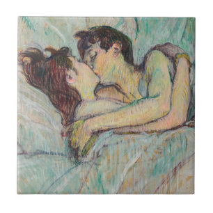 Toulouse-Lautrec - Im Bett, der Kuss Fliese