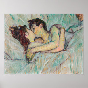 Toulouse-Lautrec - Im Bett, der Kuss Poster