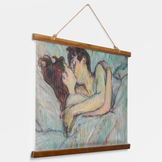 Toulouse-Lautrec - Im Bett, der Kuss Wandteppich Mit Holzrahmen (Gewinkelt)
