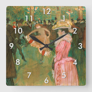 Toulouse-Lautrec - Im Moulin Rouge, Der Tanz Quadratische Wanduhr