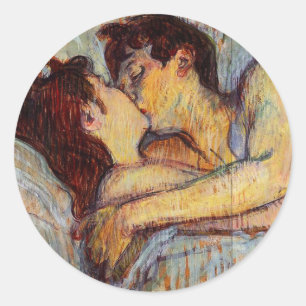 Toulouse-Lautrec in Bed the Kiss Stickers