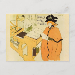 Toulouse-Lautrec - Jane Avril prüft eine Druckklin Postkarte