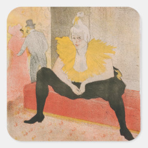 Toulouse-Lautrec - Mademoiselle Cha-u-kao Sitzend Quadratischer Aufkleber