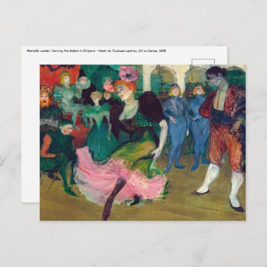 Toulouse-Lautrec - Marcelle Lender, Dancing Bolero Postkarte (Vorne/Hinten)