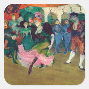 Toulouse-Lautrec - Marcelle Lender, Tanzender Bole Quadratischer Aufkleber