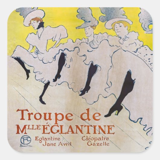 Toulouse-Lautrec - Troupe de Mlle Eglantine Quadratischer Aufkleber (Vorderseite)