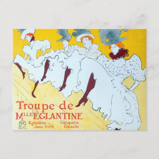 Toulouse Lautrec Yellow Dancing Girl Poster Postkarte (Vorderseite)