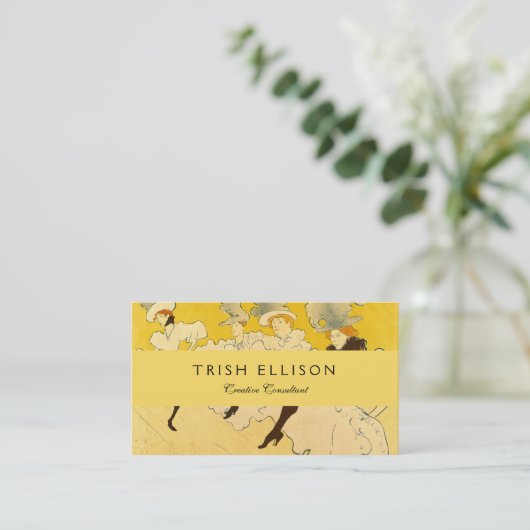 Toulouse Lautrec Yellow Dancing Girl Poster Visitenkarte (Stehend Vorderseite)