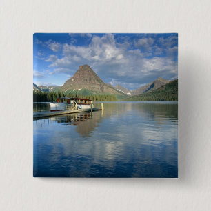 Tour Boat Docked at Two Medicine Lake in Glacier Button