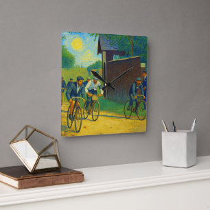Tour de France First Race 1903 van Gogh Redux Quadratische Wanduhr