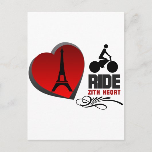 Tour De France Paris - Herz Postkarte (Vorderseite)