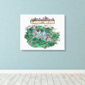 Tour du Mont Blanc Cartoon Map - Leinwand 20" x 16 (Insitu (Holzboden))