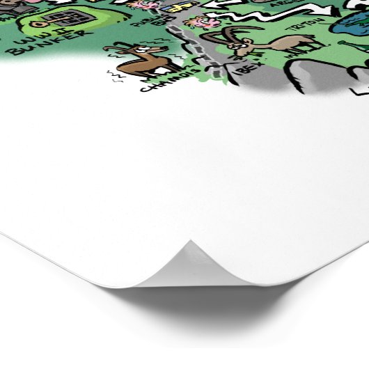 Tour du Mont Blanc Cartoon Map - Poster 20" x 16" (Ecke)