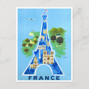 Tour Eiffel Frankreich Vintage Reise Postkarte