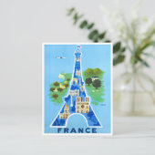 Tour Eiffel Frankreich Vintage Reise Postkarte (Stehend Vorderseite)
