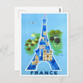 Tour Eiffel Frankreich Vintage Reise Postkarte (Vorne/Hinten)