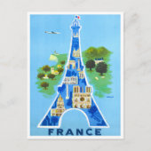 Tour Eiffel Frankreich Vintage Reise Postkarte (Vorderseite)