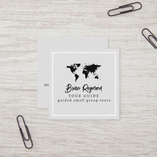 Tour | Fremdenführer hellgrau Quadratische Visitenkarte (Vorderseite/Rückseite Beispiel)