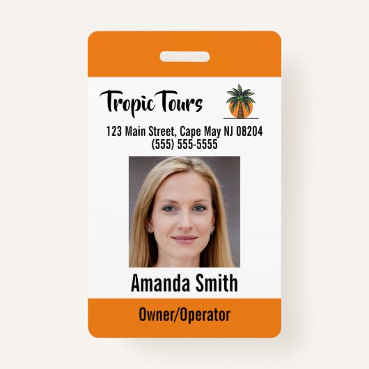 Tour Guide Foto ID Orange Ausweis (Vorderseite)