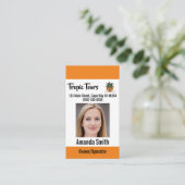 Tour Guide Foto ID Orange Visitenkarte (Stehend Vorderseite)