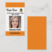 Tour Guide Foto ID Orange Visitenkarte (Vorne/Hinten)
