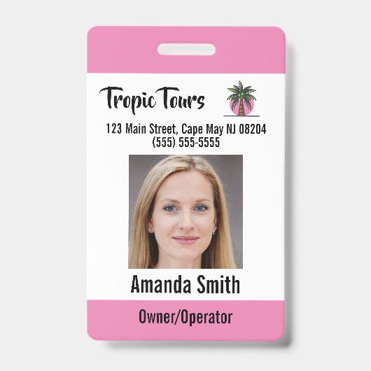 Tour Guide Foto ID Rosa Ausweis (Vorderseite)