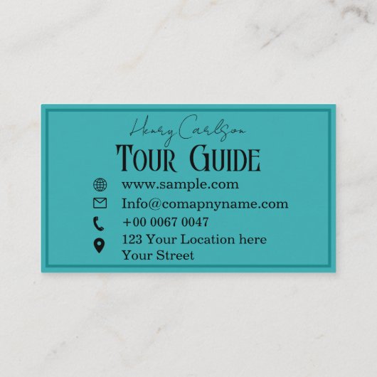 Tour Guide Reisen Agent Türkis Visitenkarte (Rückseite)