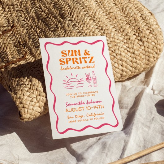 Tour Sun und Spritz Bachelorette Wochenende Einladung