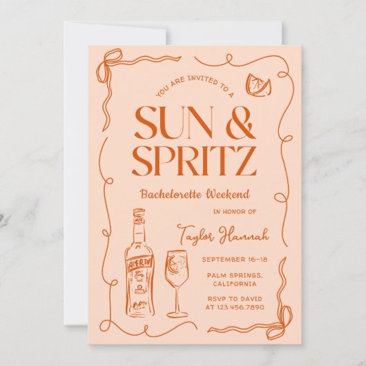 Tour Sun und Spritz Bachelorette Wochenende Einladung (Vorderseite)