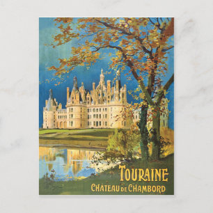Touraine, Chateau de Chambord, Frankreich, Vintag Postkarte