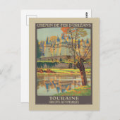 Touraine Circuits Automobiles Vintage Poster der 2 Postkarte (Vorne/Hinten)
