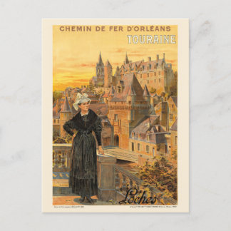 Touraine Loches France Vintage Poster 1906 Postkarte