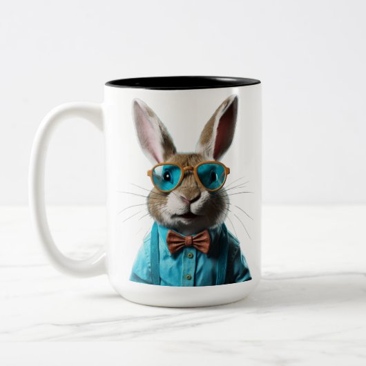 Tourette-Syndrom Rabbit Custom-Tasse Zweifarbige Tasse (Links)