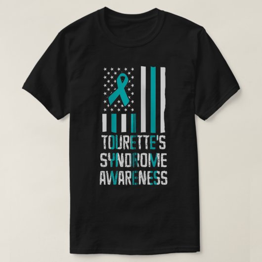Tourette Syndrom US-Flagge TS Warrior Survivor Zip T-Shirt (Design vorne)