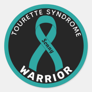 Tourette-Syndrom Warrior Ribbon Black Runder Aufkleber