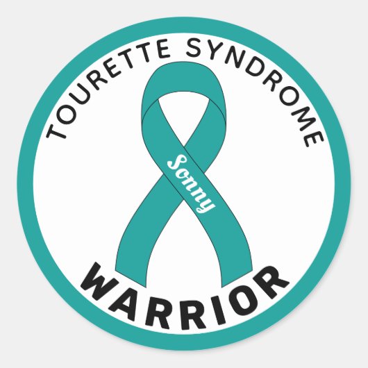 Tourette Syndrom Warrior Ribbon White Runder Aufkleber (Vorderseite)