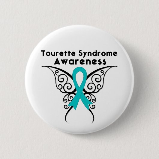Tourette Syndrome Awareness Tattoo Butterfly Button (Vorderseite)